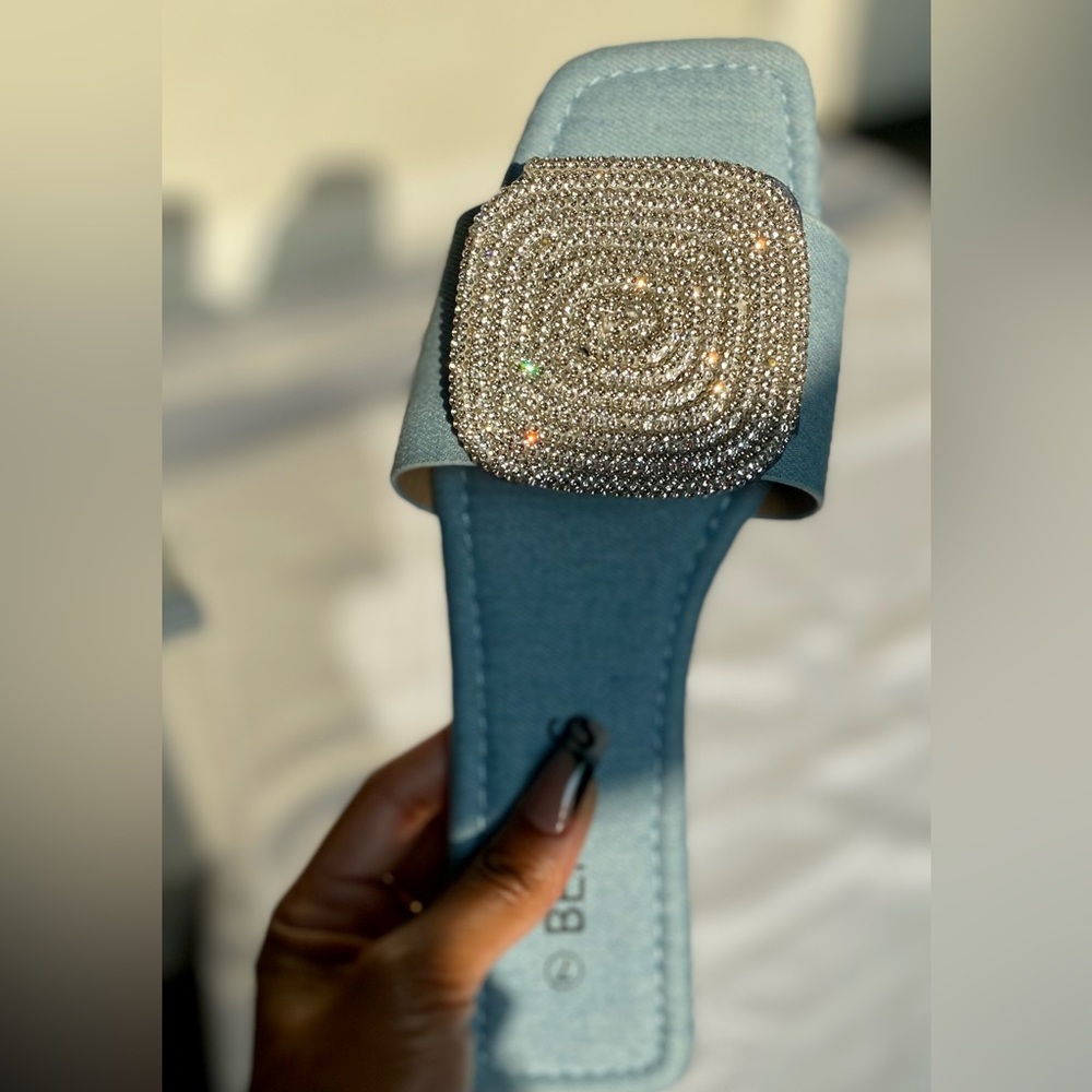 Demi ๐ Denim Rhinestone Sandal - Picture 3 of 3